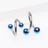 Basic Steel Twist Spiral Ring with PVD Plated Balls-Blue