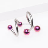 Basic Steel Twist Spiral Ring with PVD Plated Balls-Purple