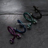 Colorline PVD Aurora Gem Ball Twist Spiral Ring-Black/Clear