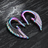 A Pair of Fallen Angel Titanium PVD Ear Gauge Taper Hanger-Rainbow
