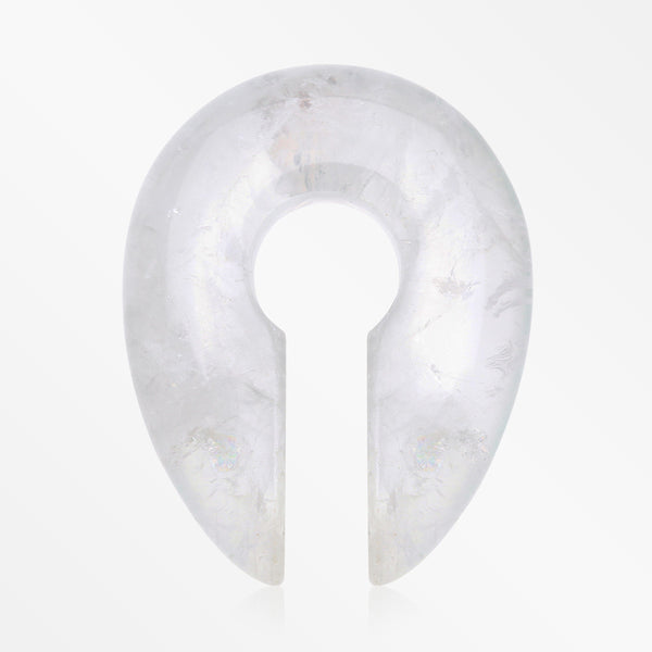 A Pair of Clear Quartz Stone Keyhole Ear Weight Gauge Hanger