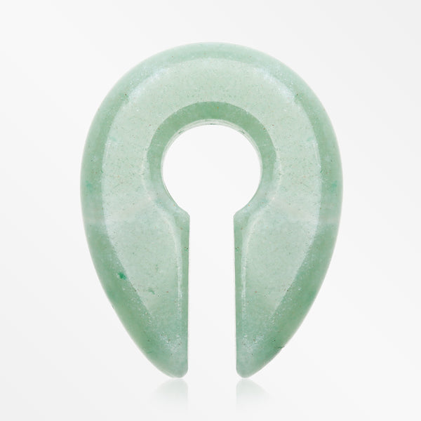 A Pair of Green Jade Aventurine Stone Keyhole Ear Weight Gauge Hanger