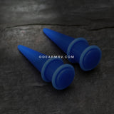 A Pair of Solid Short UV Acrylic Taper-Blue