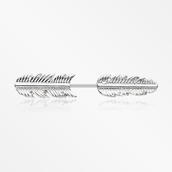 A Pair of Classic Feather Fake Taper Earring-Steel