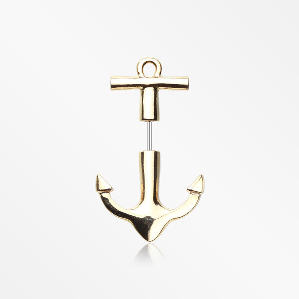 A Pair of Golden Anchor Fake Taper Earring-Gold