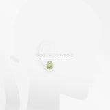 Golden Avice Turquoise Multi-Gem Ear Stud Earrings-Clear/Turquoise