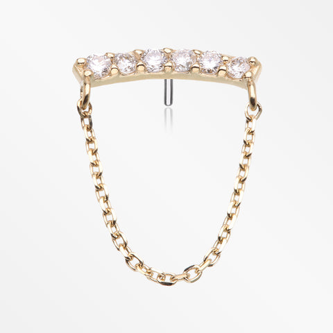 14 Karat Gold OneFit™ Threadless Chained Sparkle Arc Diamond Top Part