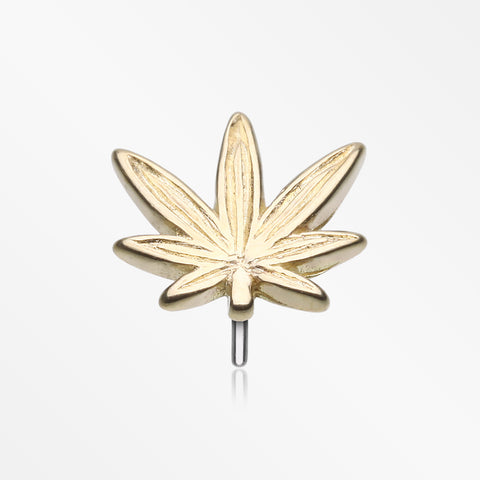 14 Karat Gold OneFit™ Threadless Cannabis Pot Leaf Top Part