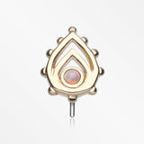 14 Karat Gold OneFit™ Threadless Enchanted Teardrop Fire Opal Sparkle Top Part-White Opal