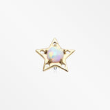 14 Karat Gold OneFit™ Threadless Fire Opal Hollow Star Top Part-White Opal