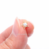 Detail View 2 of 14 Karat Gold OneFit™ Threadless Fire Opal Hollow Star Top Part-White Opal