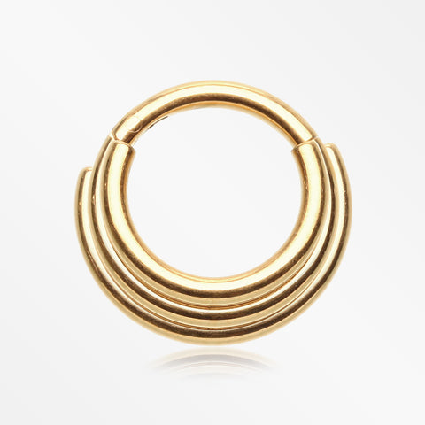 Pure24K Implant Grade Titanium Triple Stagger Seamless Clicker Hoop Ring