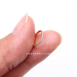 Pure24K Implant Grade Titanium Brilliant Sparkle Gems Lined Seamless Clicker Hoop Ring-Clear Gem