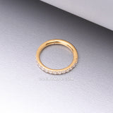 Pure24K Implant Grade Titanium Brilliant Sparkle Gems Lined Seamless Clicker Hoop Ring-Clear Gem