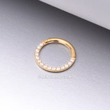 Pure24K Implant Grade Titanium Brilliant Sparkle Front Facing Gems Lined Seamless Clicker Hoop Ring-Clear Gem