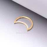 Pure24K Implant Grade Titanium Gem Lined Crescent Moon Seamless Clicker Hoop Ring-Clear Gem