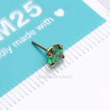 Pure24K Implant Grade Titanium OneFit™ Threadless Emerald CZ Prong Set Birthstone Gem Top Part