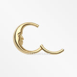 Detail View 1 of Pure24K Implant Grade Titanium Vintage Crescent Moon Face Clicker Hoop Ring