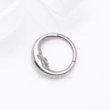 Detail View 2 of Implant Grade Titanium Vintage Crescent Moon Face Clicker Hoop Ring
