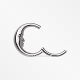 Detail View 1 of Implant Grade Titanium Vintage Crescent Moon Face Clicker Hoop Ring