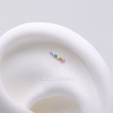 Detail View 1 of Implant Grade Titanium OneFit™ Threadless Rainbow Multi-Gem Sparkle Bar Top Part-Rainbow/Multi-Color
