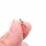Detail View 2 of Implant Grade Titanium OneFit™ Threadless Rainbow Multi-Gem Sparkle Bar Top Part-Rainbow/Multi-Color