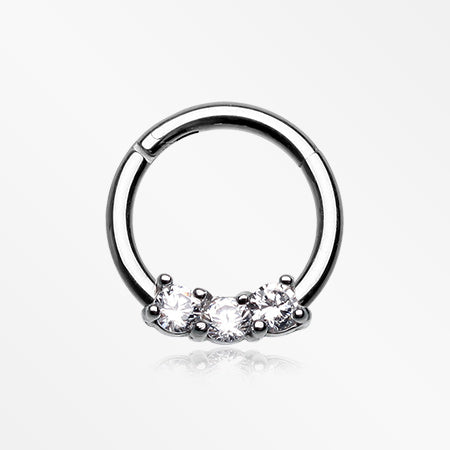 Glistening Sparkle Seamless Clicker Ring-Clear/White