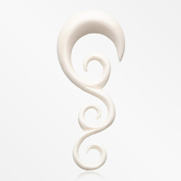 A Pair of Cascading Swirls Organic Bone Ear Gauge Taper Hanger-Clear/White
