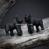 A Pair of The Silverback Gorilla Handcarved Earring Stud-Black