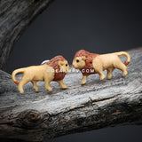 A Pair of Jungle Lion Handcarved Earring Stud-Yellow