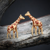 A Pair of Savanna Giraffe Handcarved Earring Stud-Yellow