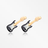 A Pair of Electric Guitar Handcarved Earring Stud-Black