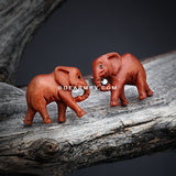 A Pair of The African Elephant Handcarved Earring Stud-Orange/Brown