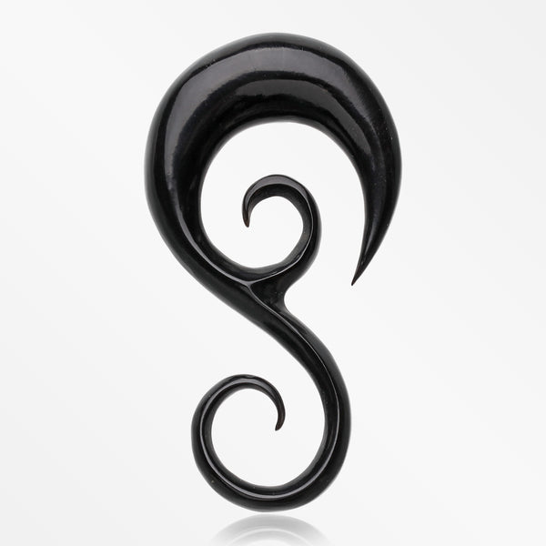 A Pair of Chrysalis Swirl Organic Horn Ear Gauge Taper Hanger-Black