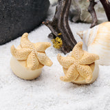 A Pair of Amazing Starfish Double Flared Wood Ear Gauge Plug-Yellow