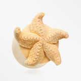 A Pair of Amazing Starfish Double Flared Wood Ear Gauge Plug-Yellow