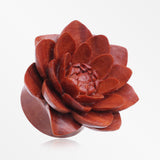 A Pair of Water Lily Sabo Wood Double Flared Plug-Orange/Brown
