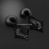 A Pair of Lacey Locket Arang Wood Hanging Ear Gauge Taper-Black