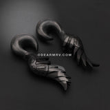 A Pair of Icarus Wing Arang Wood Hanging Ear Gauge Taper-Black