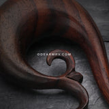 A Pair of Devil's horn Organic Sono Wood Ear Gauge Taper Hanger-Orange/Brown