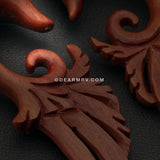 A Pair of Wing of Paradise Sabo Wood Hanging Ear Gauge Taper-Orange/Brown