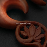 A Pair of Climbing Lotus Sabo Wood Hanging Ear Gauge Taper-Orange/Brown