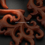 A Pair of Exotic Bali Vine Sabo Wood Hanging Ear Gauge Taper-Orange/Brown