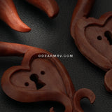 A Pair of Key to My Heart Sabo Wood Hanging Ear Gauge Taper-Orange/Brown
