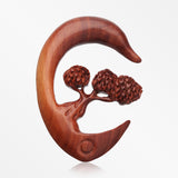 A Pair of Bonzai Tree Sabo Wood Hanging Ear Gauge Taper-Orange/Brown