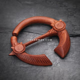 A Pair of Warrior's Pendant Organic Sabo Wood Ear Gauge Taper Hanger-Orange/Brown