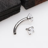 Prong Set Gem Sparkles Internally Threaded Curved Barbell-Clear