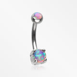 Pristine Fire Opal Sparkles Internally Threaded Curved Barbell-Pink