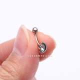 Detail View 2 of Crescent Moon Sparkle Gem Curved Barbell-Clear Gem