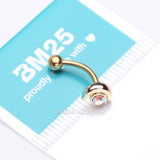 Detail View 3 of Golden Crescent Moon Sparkle Gem Curved Barbell-Aurora Borealis